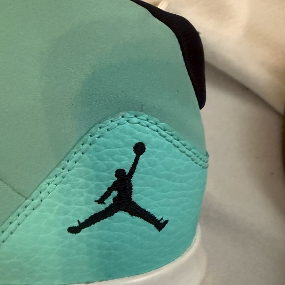 Air Jordan Teal and White High-Top Sneakers - Picture 8 of 8